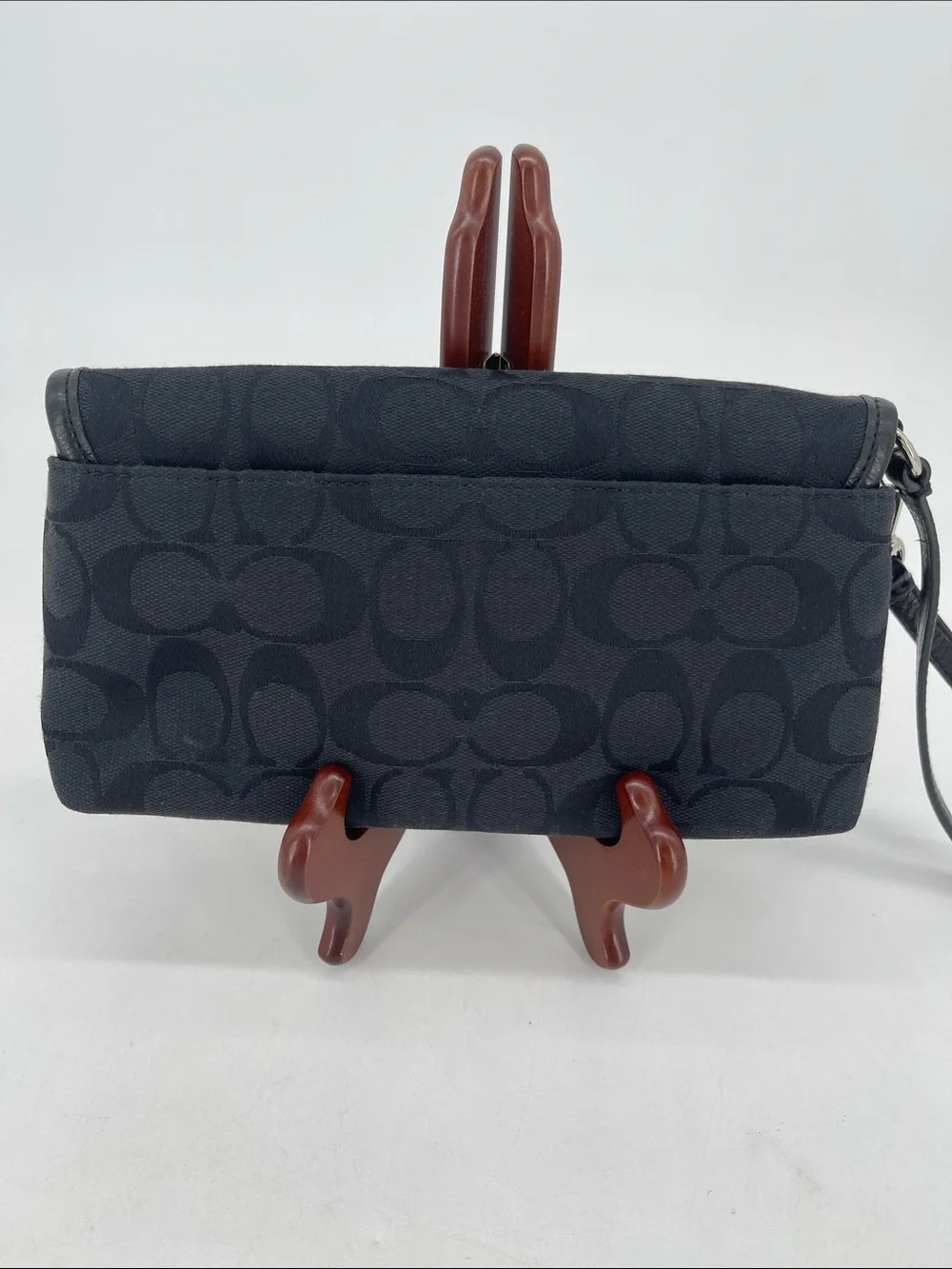 Vintage Coach Signature Black Canvas Turn-Lock Wristlet/Clutch